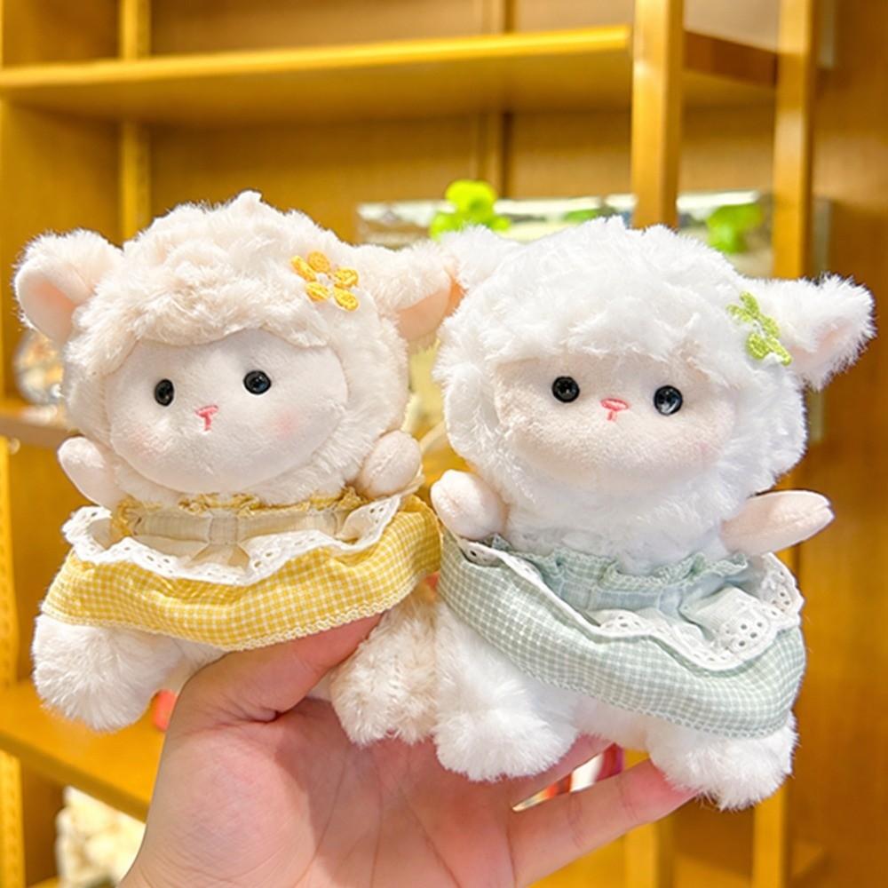 Floral Dress Lamb Plush Keychain Soft Lamb Bag Pendant Cute Sheep Keychain  Bag Charm