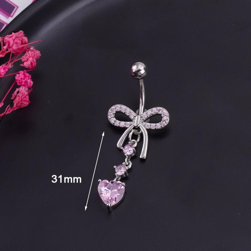 

Кольцо для пирсинга пупка Паук из нержавеющей стали с подвеской в виде сердца с цирконом для женщин, украшение для пирсинга тела