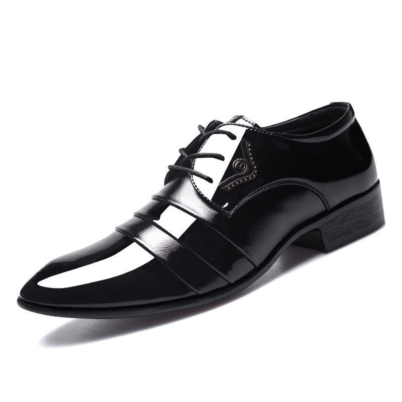 

Модные мужские туфли с острым носком, формальные, модные деловые туфли-оксфорды на плоской подошве, корейские туфли на шнуровке, новые модели 6.5 чёрный