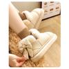 Butterfly Knot Cotton Slippers for Women In Winter, with A Bag Heel and Plush Cotton Shoes for Warmth and Thick Soles, Worn Externally