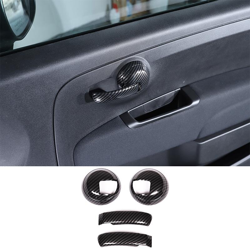 For Fiat 500 2010-2026 ABS Carbon Fiber Car Center Console Gear Shift Panel Steering Wheel Decorative Frame Sticker Accessories