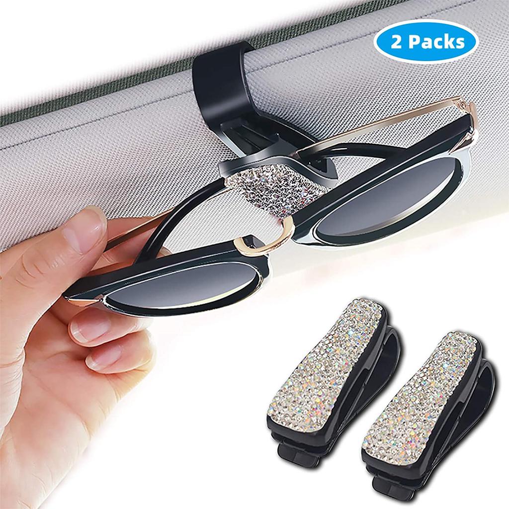 2 buc Bling Bling stras diamant parasolar ochelari fixare clip ochelari de soare ochelari suport portabil clip auto ornament auto