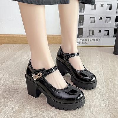 Women's High Heels Shoes Japanese Mary Janes Ladies Pumps Platform Lolita Shoes Thick Heel Vintage Female Buckle Dress Shoes