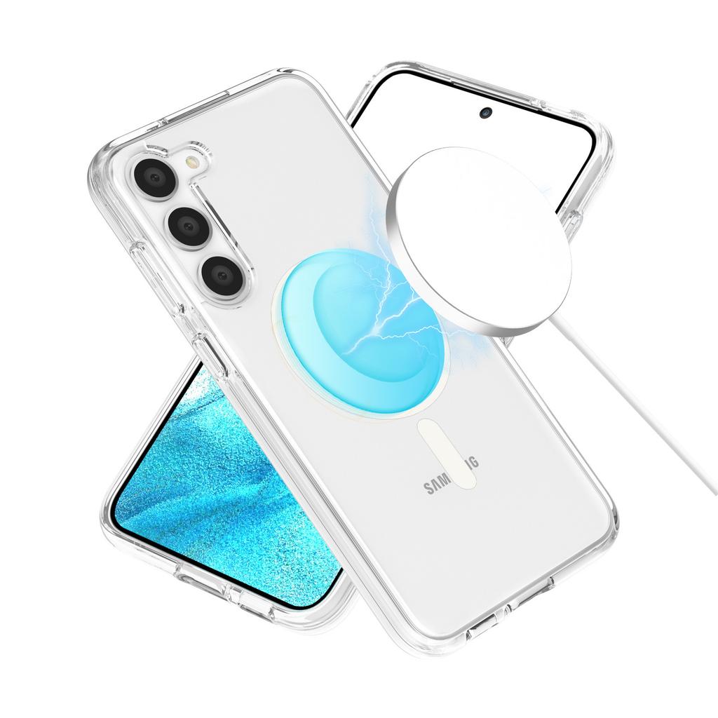 For Samsung Galaxy S23+ Slim Clear Phone Case Hard PC Soft TPU Anti-Drop Magnetic Cover