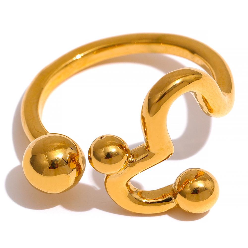 

Yhpup Unique Gold Color Heart Irregular Stainless Steel Open Ring Stylish Chic Finger Waterproof Fashion Charm Creative Jewelry Opening