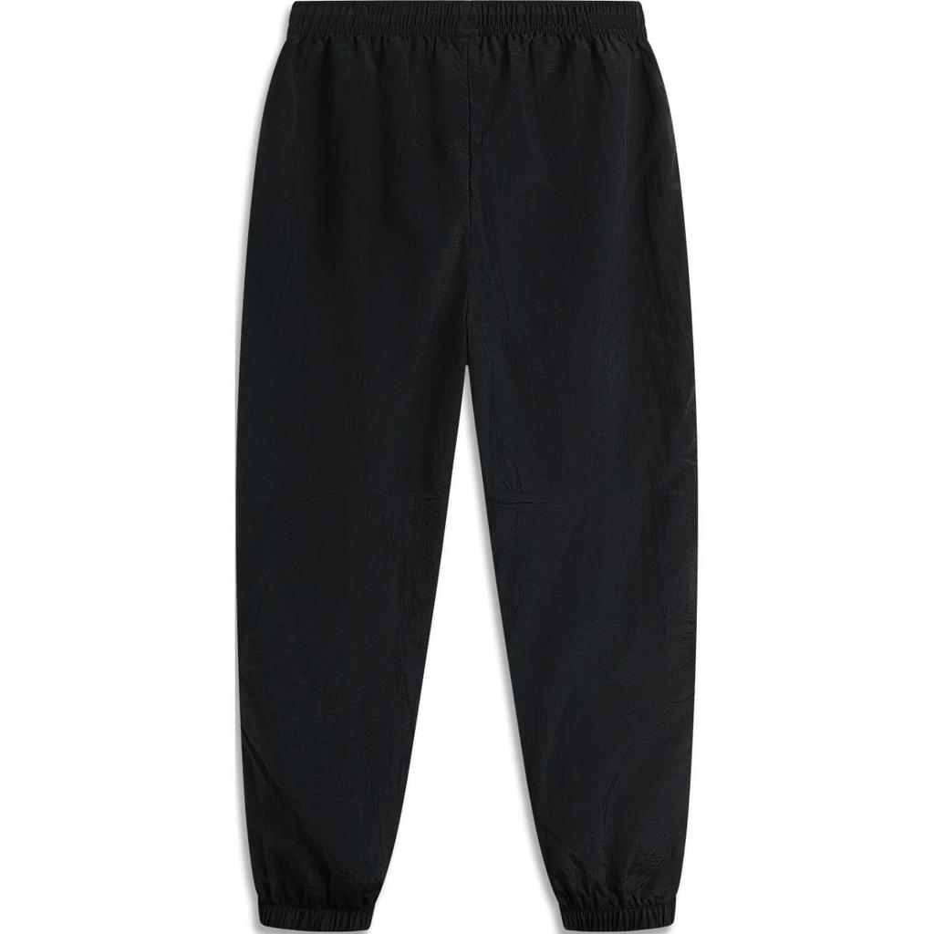 Li Ning My Name Spliced Mid-Waist Drawstring Comfortable Breathable Cuffed Knitted Sports Pants Unisex pants Black AYKU945-3