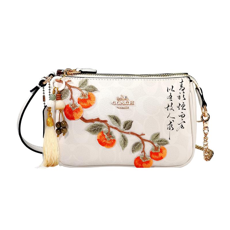 

COACH shoulder bag [Customized bag] Nolita 19 Metal brand logo zipper Embroidered patch pendant crossbody New Chinese style sweet Gilt persimmon rhyme золотий