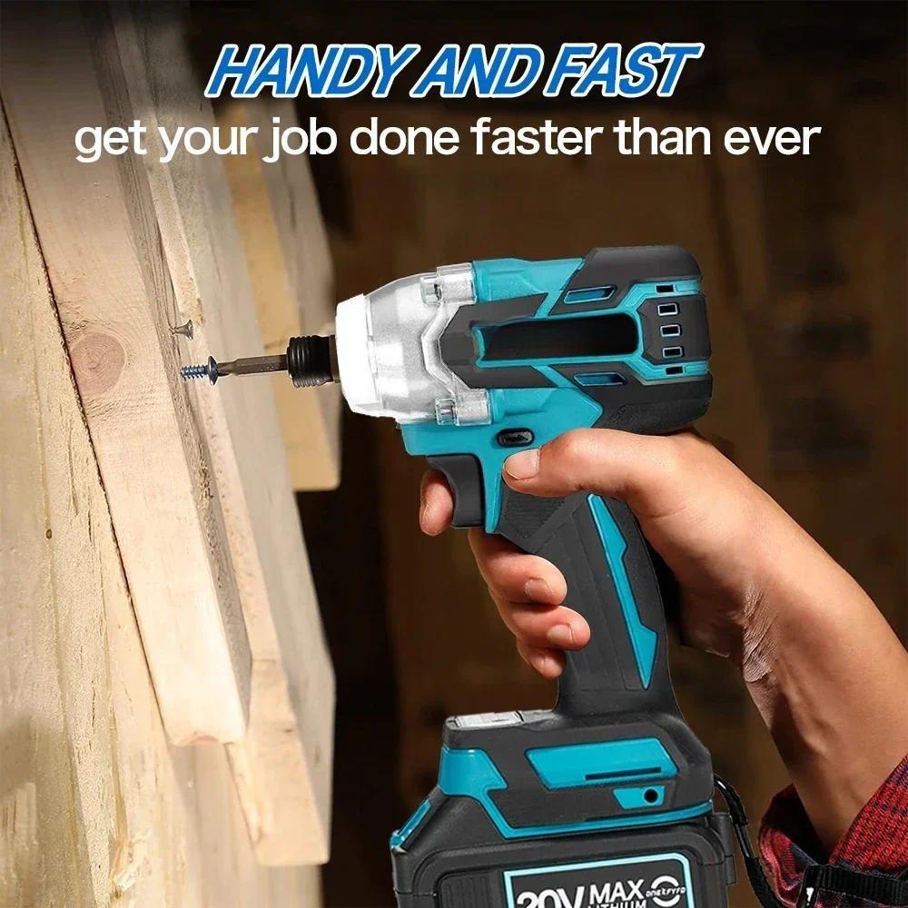 18V Brushless Drill Rechargeable 1/4 Square Drive Wrench Power Tool Cordless Electric Impact Wrench