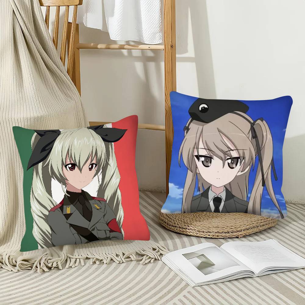1pc Anime Girls Und Panzer Der Film Pillow Case Fashion Square Pillowcase Bedroom Sofa Room Ins Decoration Leisure