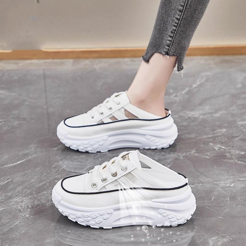 Beige short boots heightened 8CM thick-soled wedge heel high-top women's shoes casual side zipper women's shoes autumn and winter sandals breathable