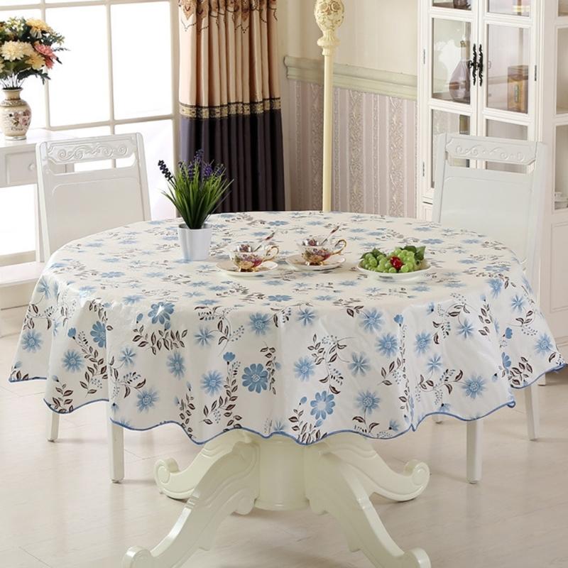 Florals Pattern Tablecloth Oilproof Waterproofs Easy Cleaning Round Table Cover for Home Restaurant Decors Table Cloth