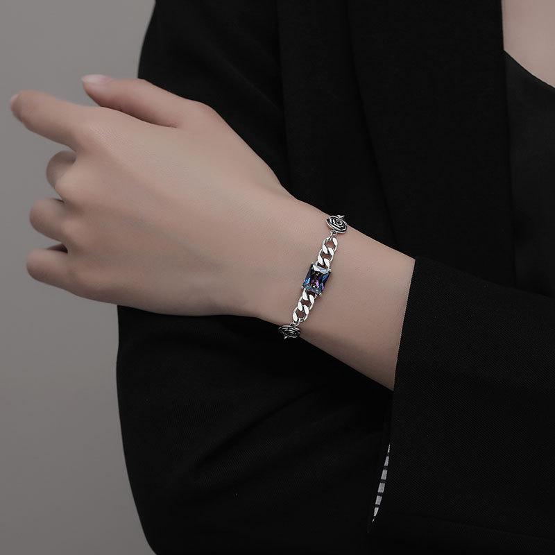 Rose Square Zircon Bracelet Niche Design Ins Style Retro Tai Bracelet