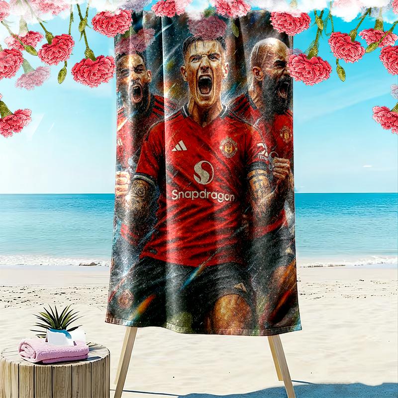 1pz Telo Mare Manchester United Manchester City Regalo di Compleanno Ideale per la Famiglia, Un Telo Mare Vivace Adatto per Attività all'Aperto