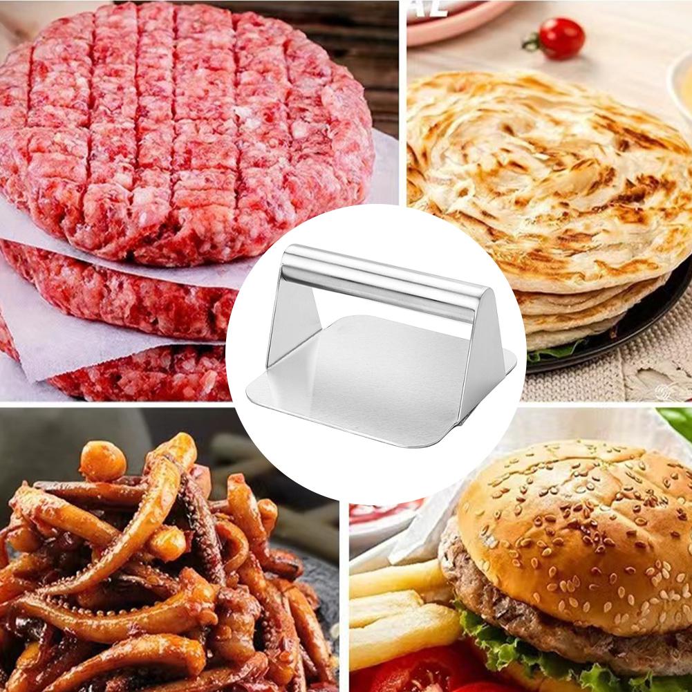 Stainless Steel Smash Burger Press Circular Square Hamburger Press Mold with Heat-resistant Handle Burger Smasher for Deli Meats