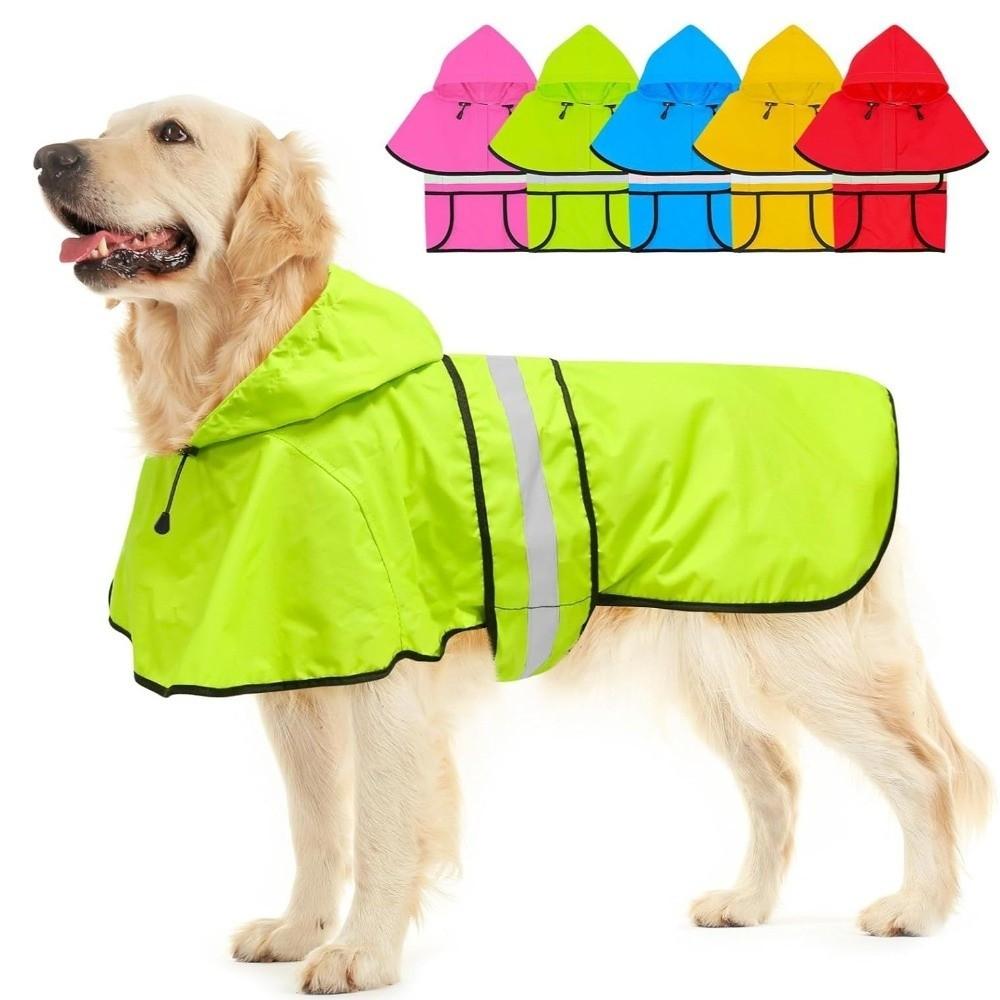 Reflective Strip Dog Hooded Raincoat High Visibility Pet Rain Jacket Pet Fluorescent Clothes Puppy