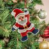 Christmas Ornaments 2D Acrylic Snowman Santa Claus Pendant Stitching Textured Xmas Tree Hanging Decoration for Holiday Tree Party Decor