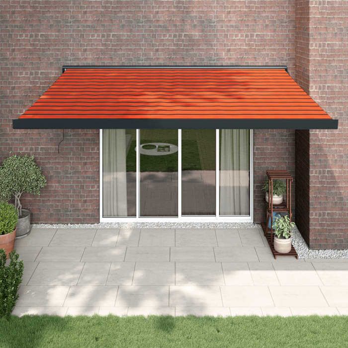VidaXL Retractable Awning Orange and Brown 4x3 M Fabric and Aluminium 3154618