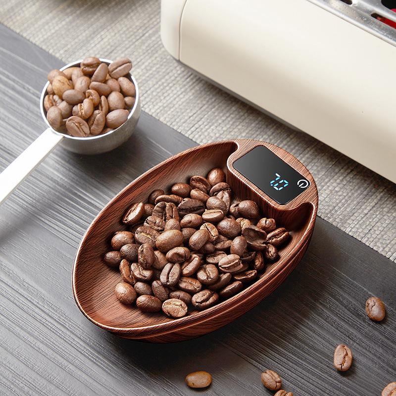 1Pc Coffee Bean Electronic Scale Bean Tray Scale 0.1G High-Precision Walnut Small Solid Wood Italian Coffee Scale