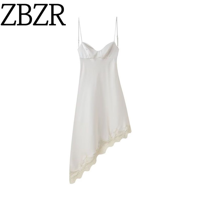 Zbzr New Fall Women's Clothing Fashion Wind Temperament Camisole Lace Silk Satin Texture Dress 4772241