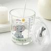 Kids Straw Cup With Lid And Handle Cute Glass Tumbler Baby Feeding Water Bottle Cartoon Glass Cup For Kids Drinkw