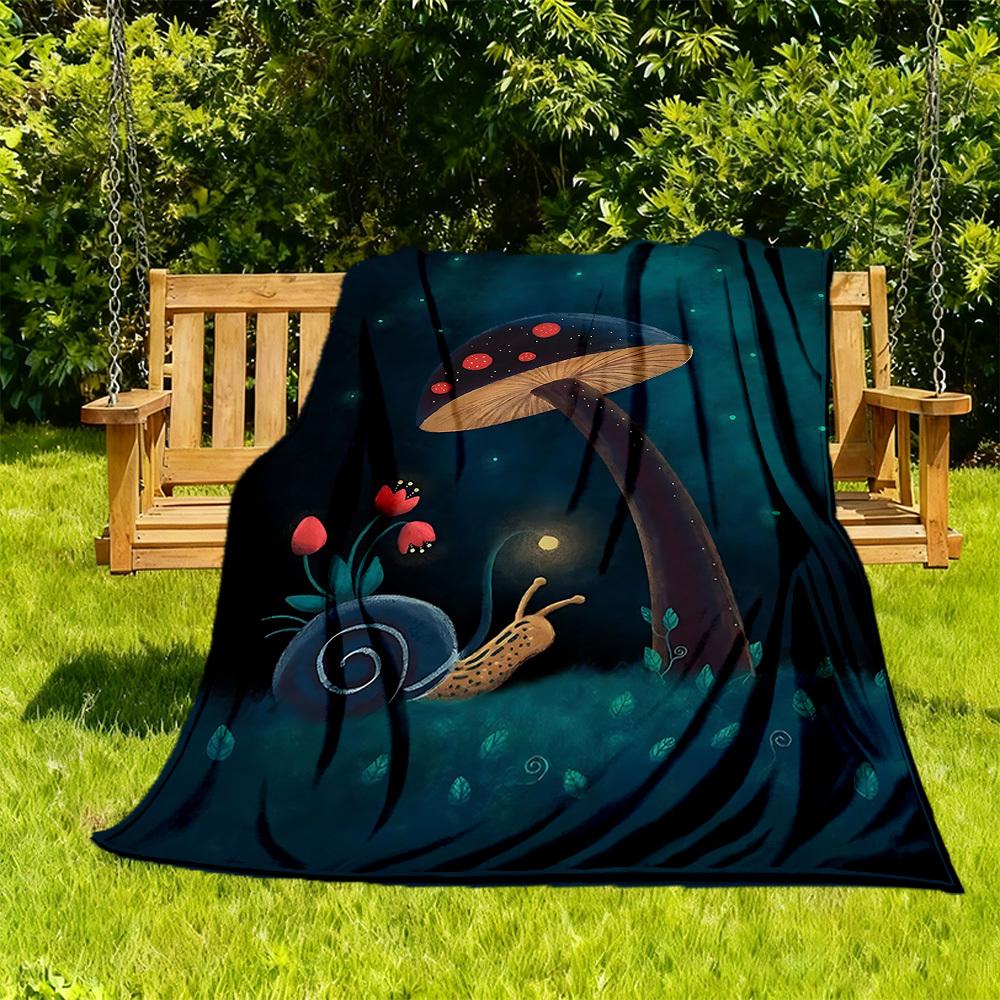 

1PC Mushroom Night Outdoor Blanket Lightweight Flannel, Soft & Warm, All-Season Use for Sofa, Outdoor, Camping, Living Room, Office62 130cmx150cm