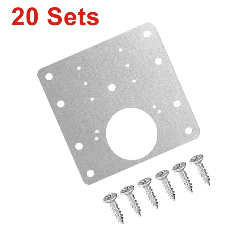 Kitchen Cabinet Door Hinges Repair Plate Hinges Mounting Plate with Screws Flat Fixing Brackets Furniture Hardware Tools 1-20pcs