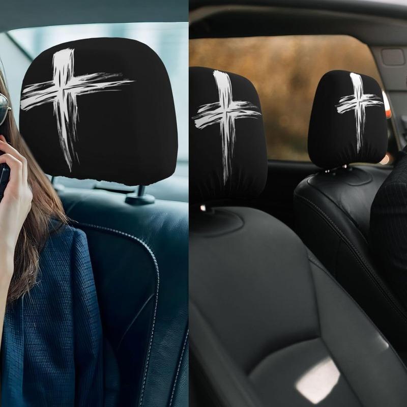 2PCS Funny Cartoon car headrest Cover, Cute Funny Eyes, Suitable for Halloween, Christmas car Universal Elastic Models Funny Decoration