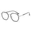 Trendy Retro Metal Polygon Flat Glasses Party Club Personalized Large Frame Anti-Blue Glasses