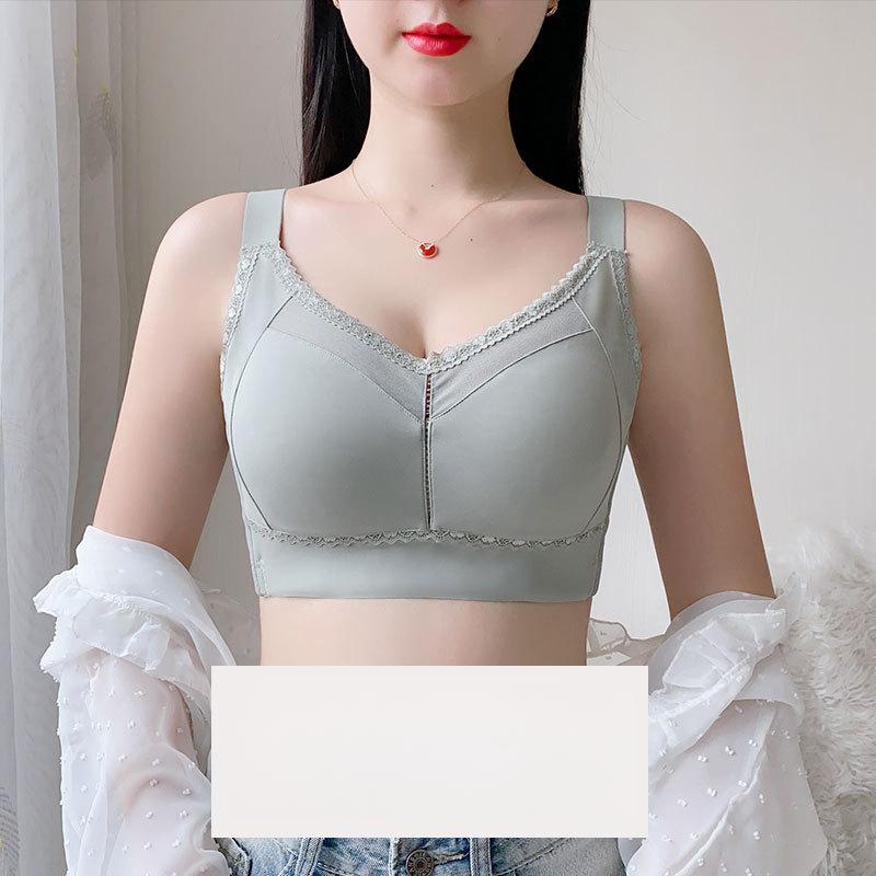 

Underwear Women s Thin Full Cup Adjustable Bra with Gathered and Gathered Accessory Breasts Anti Sagging Plus Size Bra M зелений