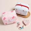 Plaid Bow Makeup Bag, Quilted Cherry Cosmetic Pouch, Student Lightweight Storage, Portable And Multifunctional
