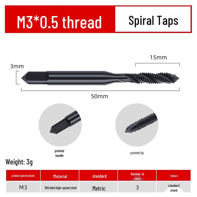 Stainless Steel Spiral Taper Tap Drill Bits with Cobalt-Nitriding, Sizes 4m-10m