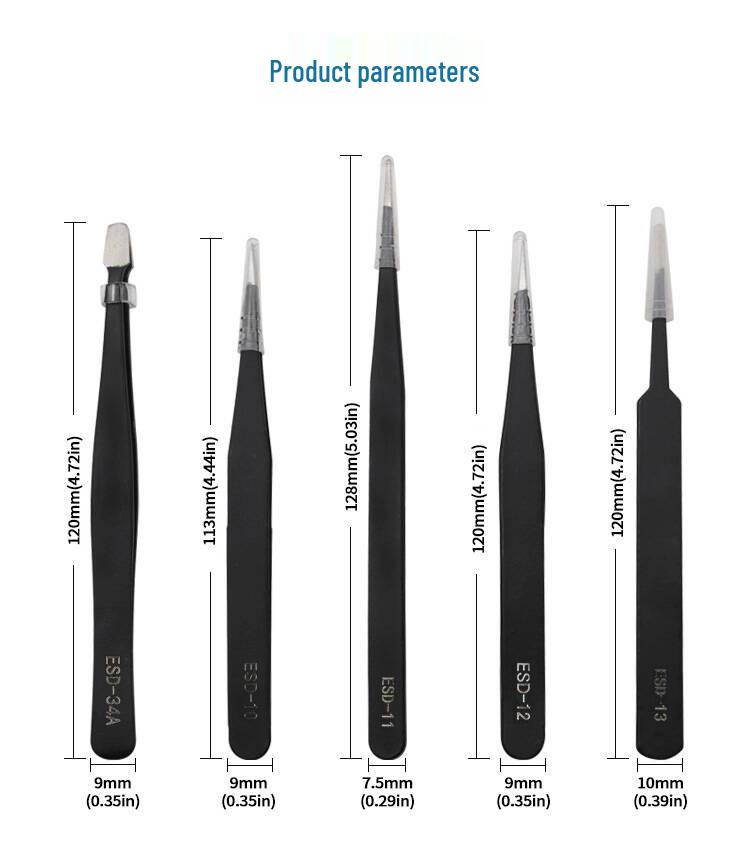 Stainless Steel Tweezers & Pry Bar Set - 10/11 Pieces with Canvas Bag