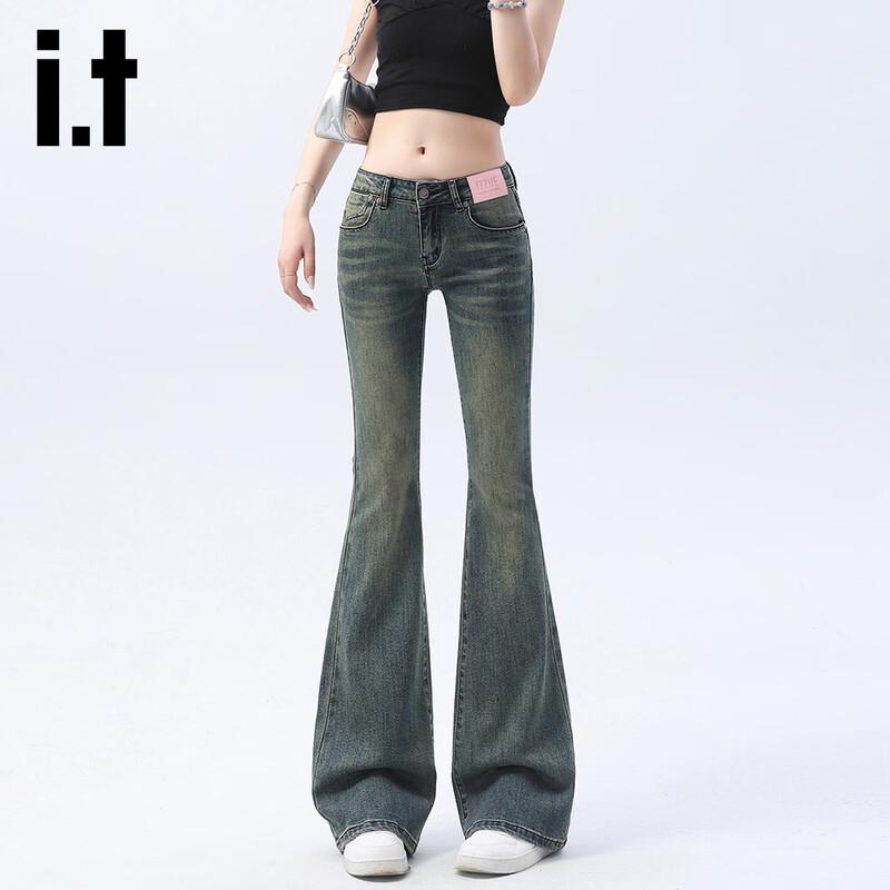 

Izzue It Женские Ретро Расклешенные Джинсы Скинни с Потертостями XL