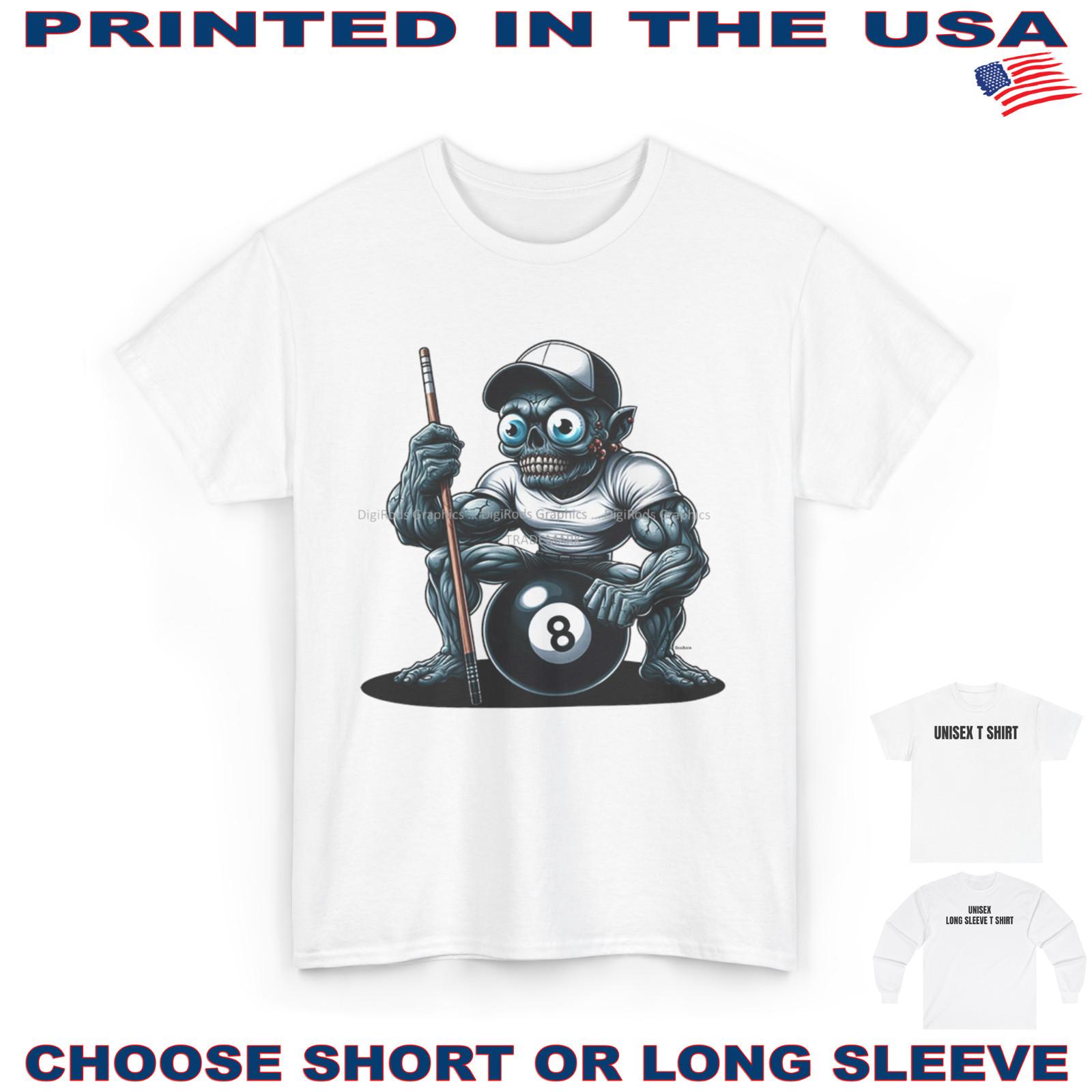 Pool Player Muscular Zombie Monster Billiard Eight Ball DigiRods Cartoon T Shirt S