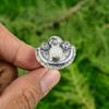 Natural Rainbow Moonstone Statement Flower Adjustable Ring 925 Silver For Women
