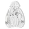 Mens Oversized Hooded Zip-Up Sweatshirt With Spider Print Retro American Style Loose Fit Winter Outerwear