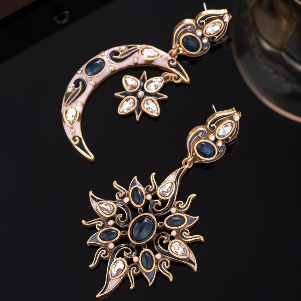 Versatile Vintage Enamel Ear Drop Asymmetric Stud Earring Unique Ear Jewelry  Gift