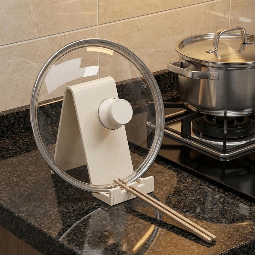 Rustproof Pot Lid Holder Stable Pot Lid Stand Multi-functional Kitchen Utensil Rest Pantry