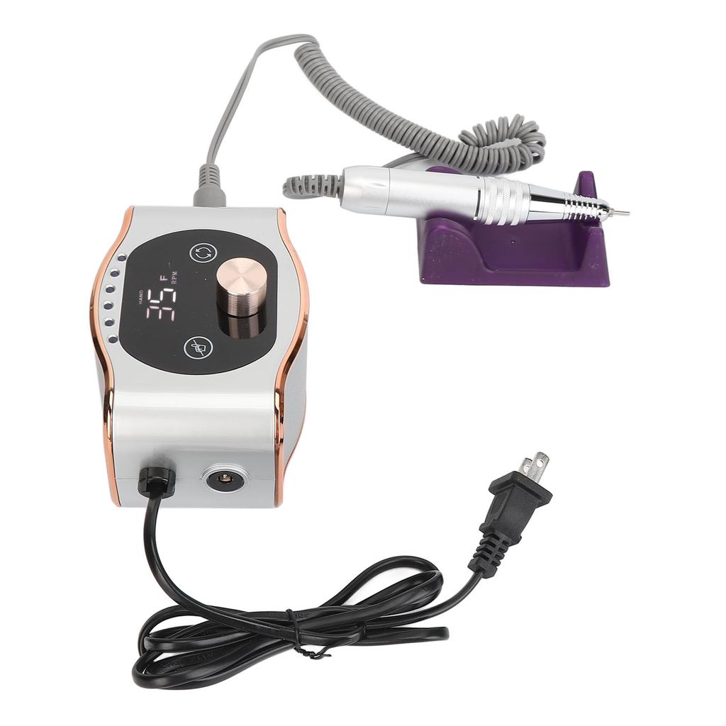 Touch Screen Nail Drill Machine 35000rpm Double Sided PU Leather Electronic Nail Grinder Machine US 