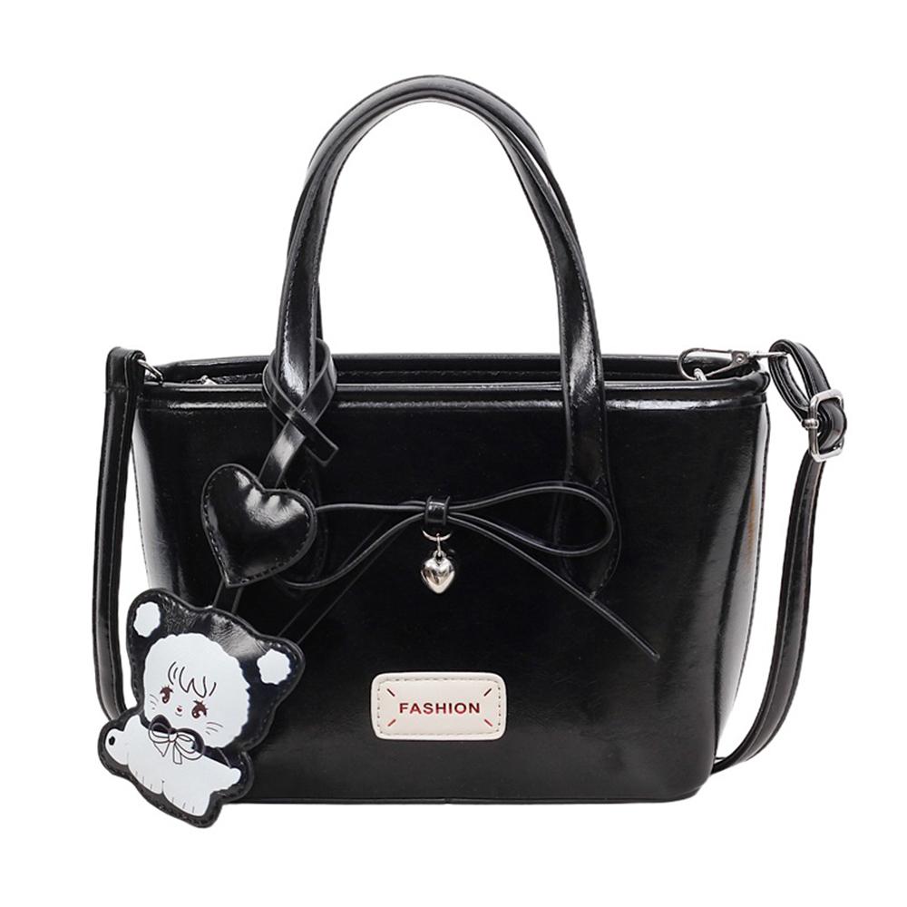 New Bow Decorated PU Leather Crossbody Bag Solid Color Casual Sling Small Bag Simple Style Hand Carry Purse for Women Use