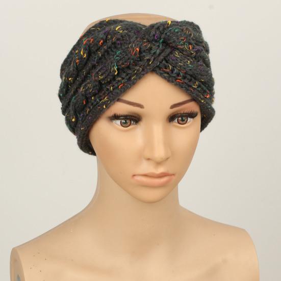 Hårbånd Myk Ull Strikket Pannebånd med Fargerike Prikker Fløyelsfôr Varm Pustende Elastisk Hårstrikk Hårtilbehør