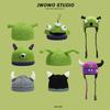 Pullover hat green female autumn and winter warm cute cartoon wool hat male