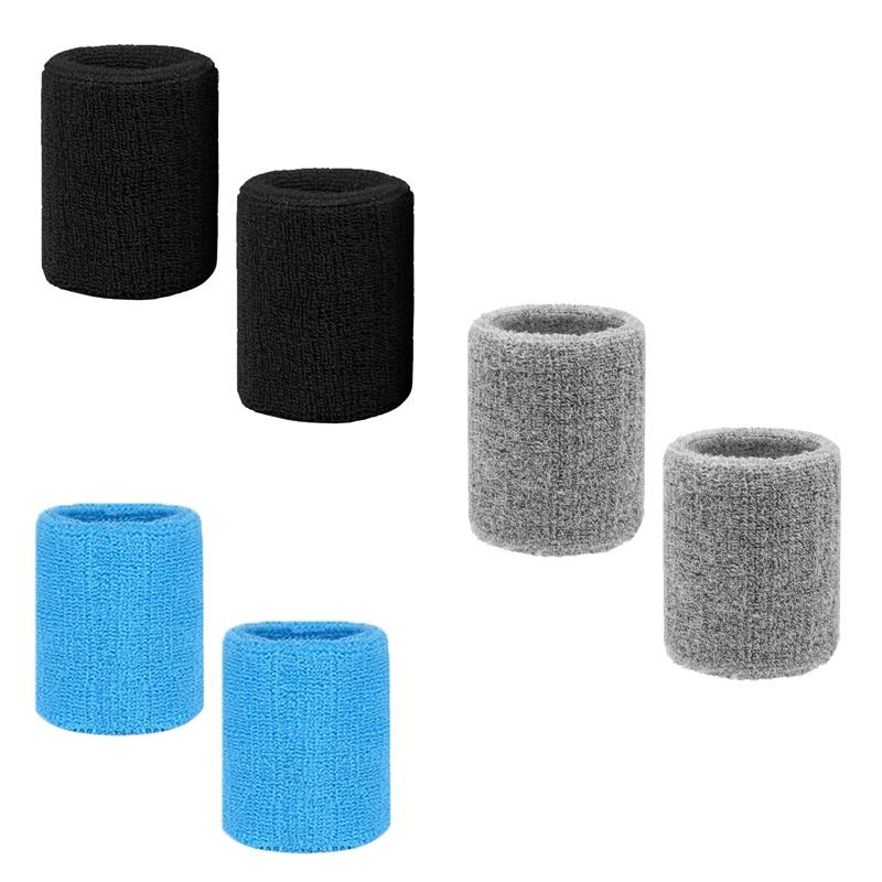 1-3pairs Set Breathable Cotton Wrist Sweatbands Sweat Absorbent Wristbands for Tennis Football Basketball Running Gym