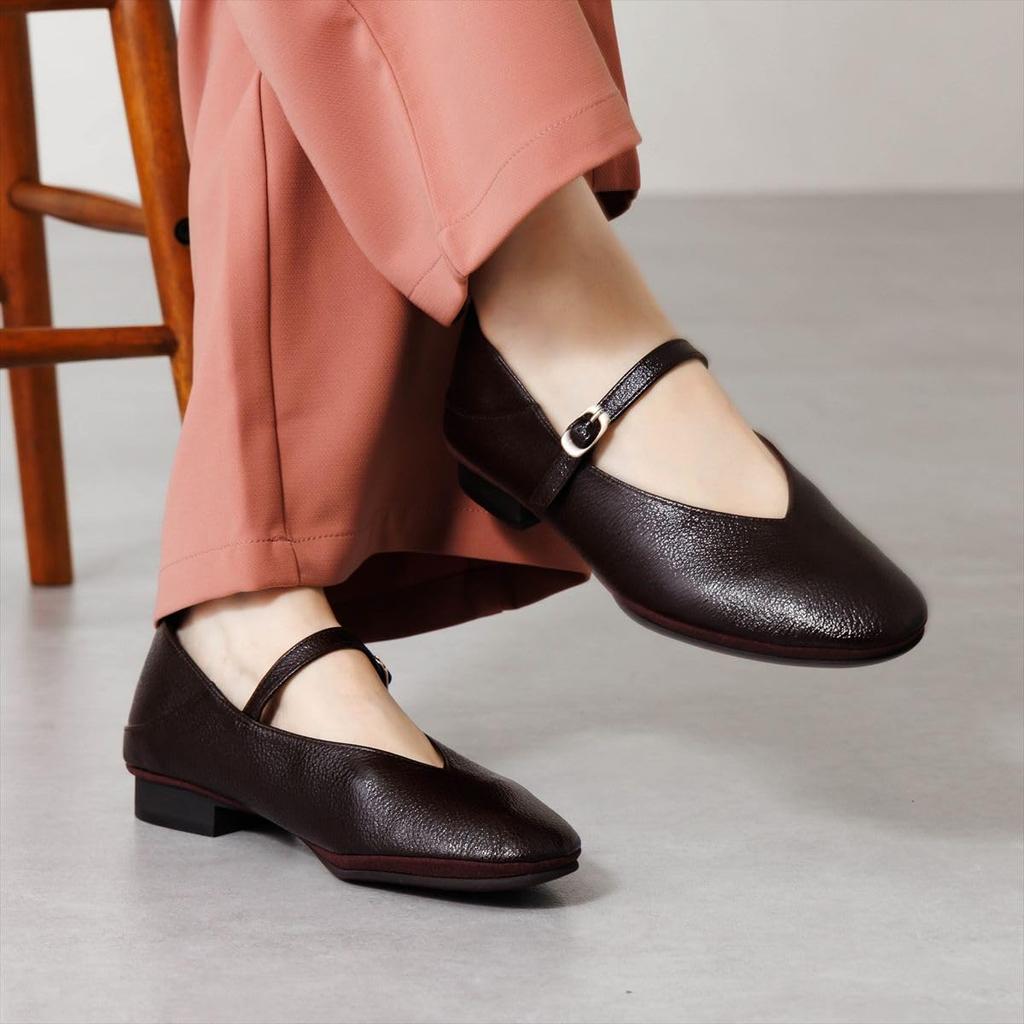 Soft genuine easy to slip HIMIKO Soft Flat Mary Jane 605008 Dark Brown 230 leather, leather, on. (Himiko)