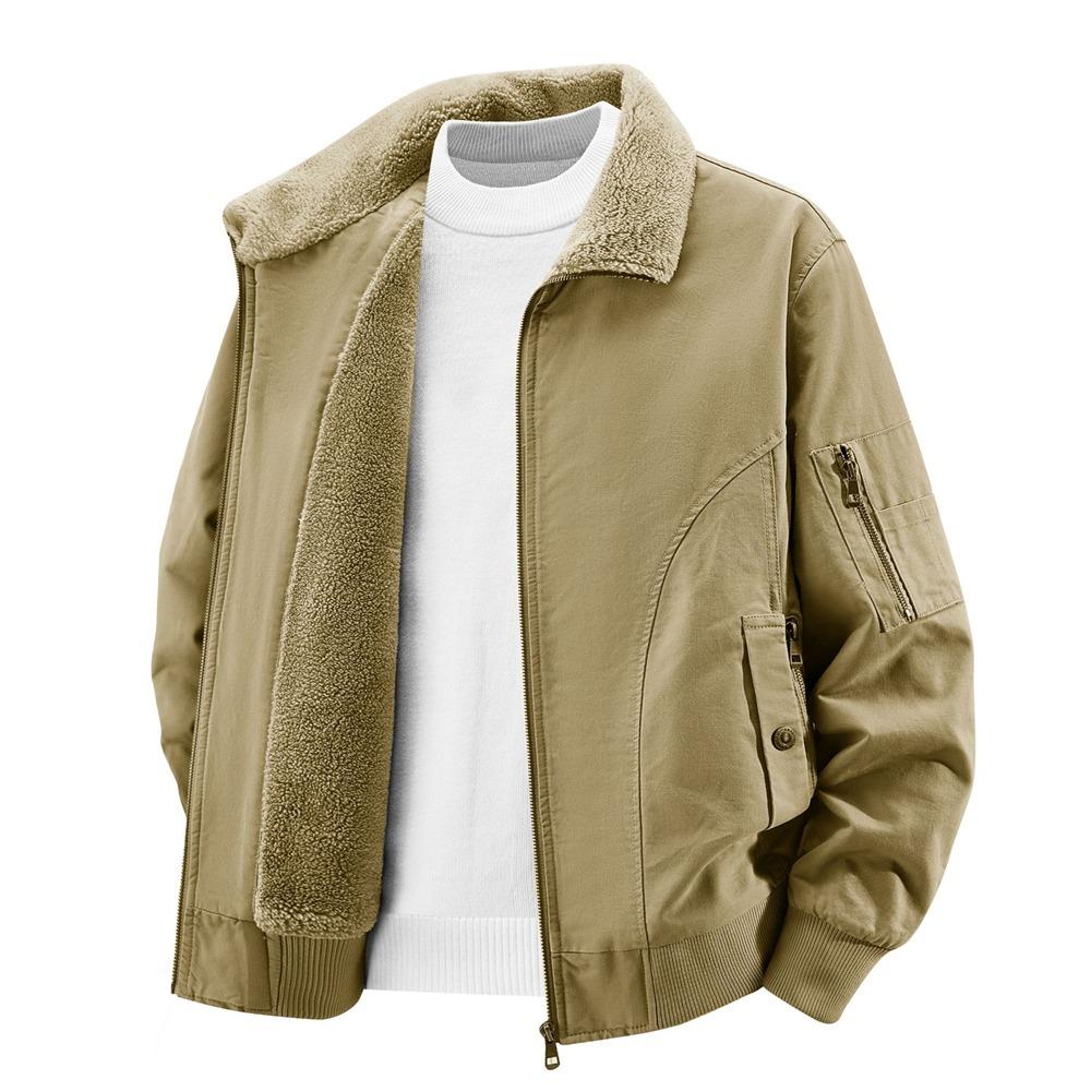 

Men s New Thick Warm Plush Coat Casual Lamb Fleece Parka Men s Trend Jacket Men s Bomber Jacket Retro Fur Collar Winter Jacket XXXXL хакі