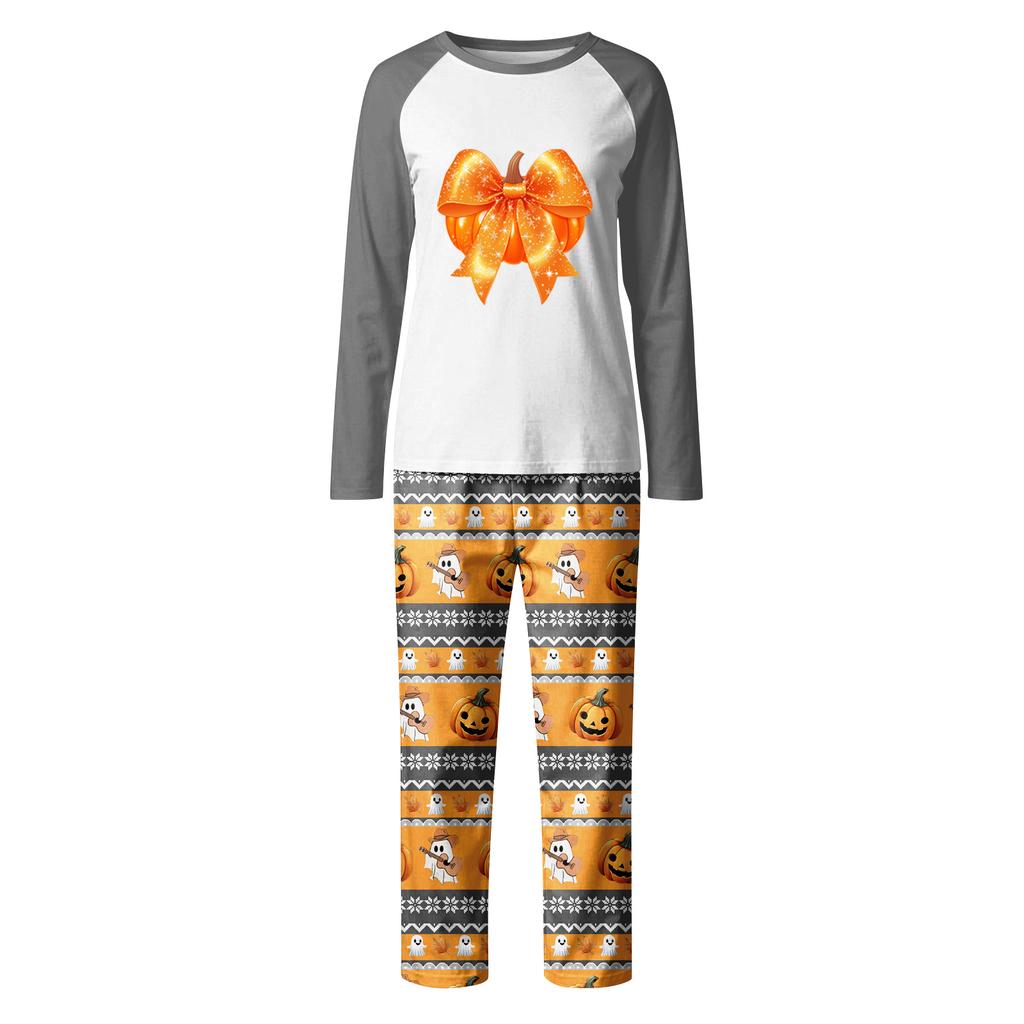 Print Cute Family Set Pajamas, Home Clothes, Family Set Long Sleeve Top Pants Set