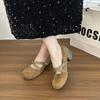Spring Vintage Thick Heel Women Mary Jane Shoes Concise Belt Buckle Shoes Female Elegant Party Dress Pumps