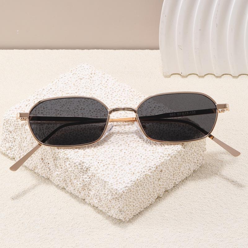 Summer Metal Small Frame Polygonal Sunglasses Trendy Outdoor Travel Photo Concave Sunglasses