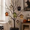 Halloween Wooden Hanging Decoration One-Sided Small House Ornament for Holiday Festive Decor