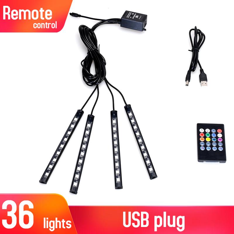 Led Car Interior Backlight With Usb Cigarette Lighter Ambient Atmosphere Mood Light Rgb Remote App Auto Foot Decorative